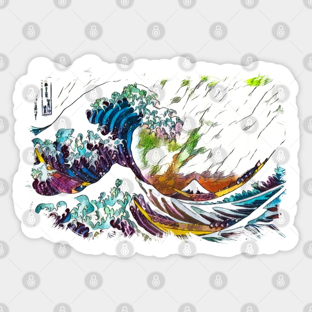 ✪ The Great Wave Off Kanagawa ✪ Abstract Ukiyo-e Historic Japanese Manga Art Sticker by Naumovski